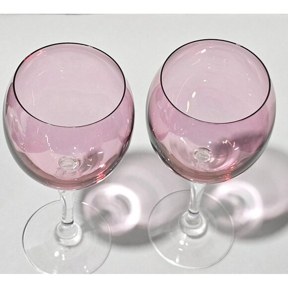 2 Colony Bijoux Pink Iridescent Wine Glasses 7.75" romantic crystal 8z presecco - Picture 5 of 8